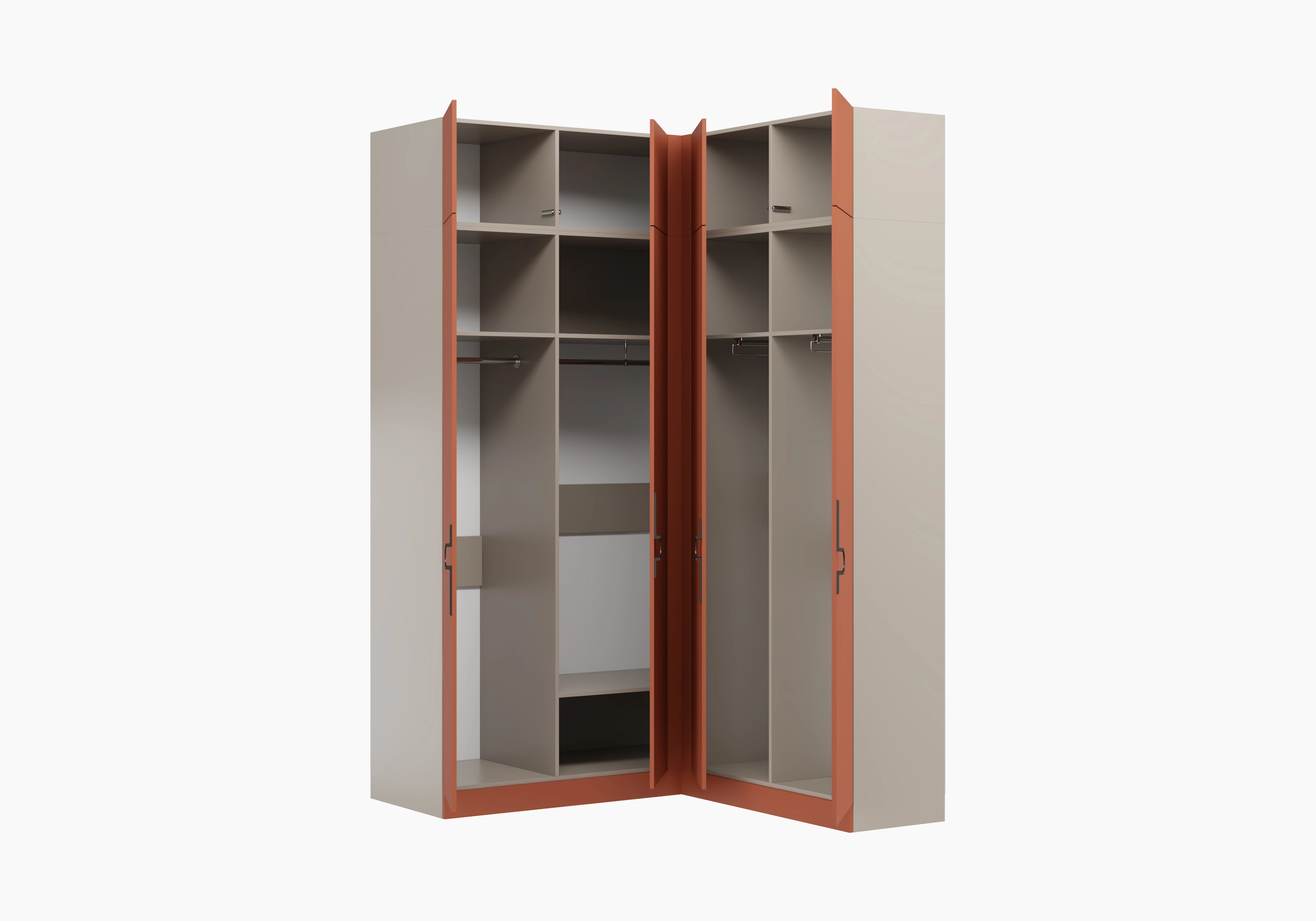 Распашной шкаф угловой Элавия-2-450 Премиум с антресолью