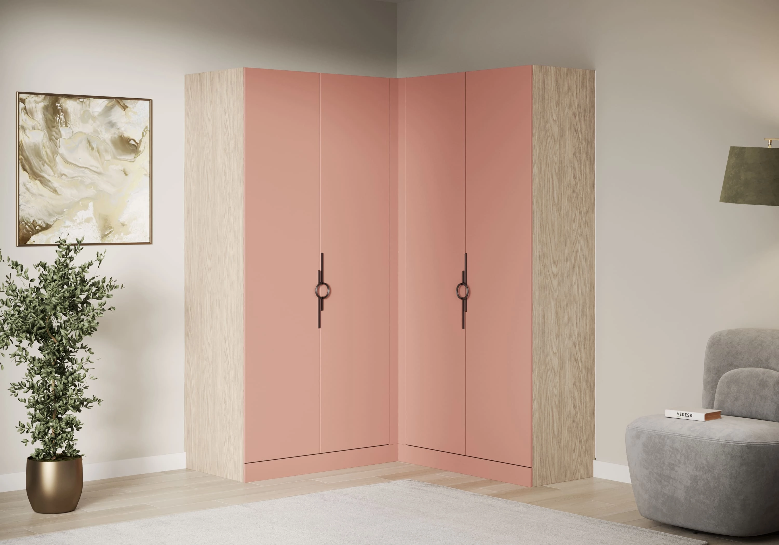 Распашной шкаф угловой Элавия-2-500 Премиум