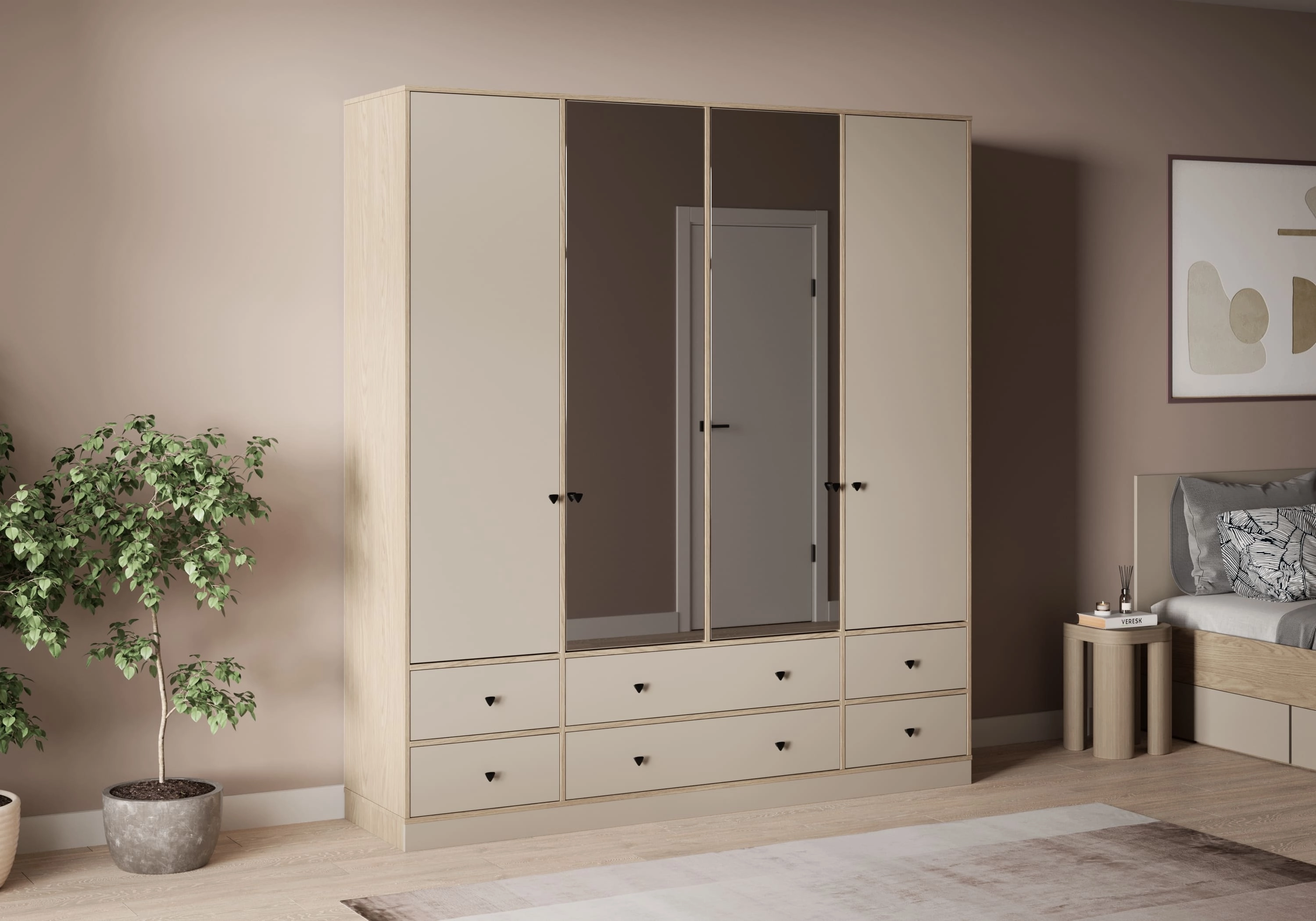 Шкаф в спальню Виггинс-4 с зеркалом