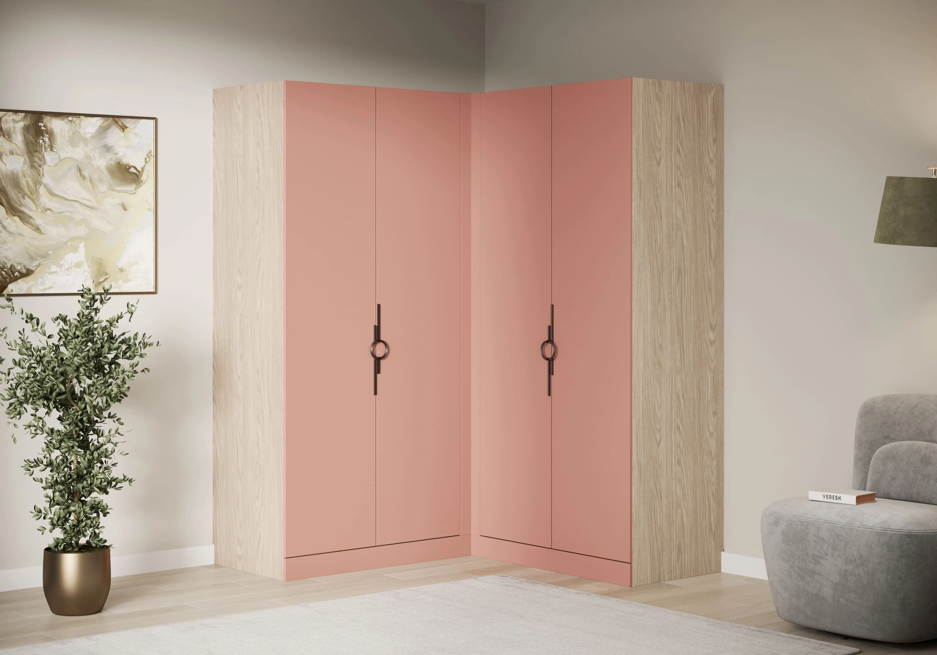 Распашной шкаф угловой Элавия-2-600 Премиум