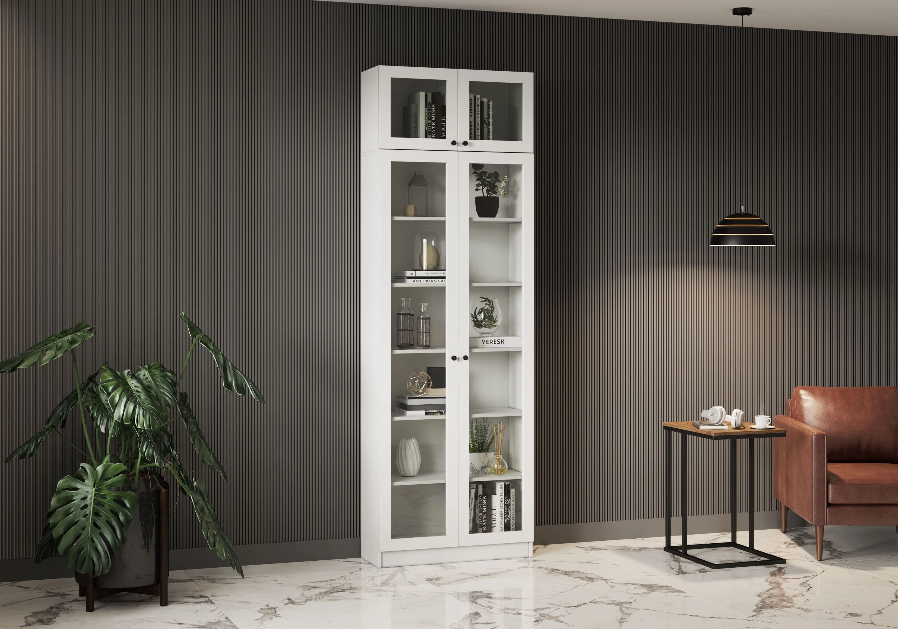 Книжный шкаф-витрина Лестер-3+А4 с антресолью - фото №1