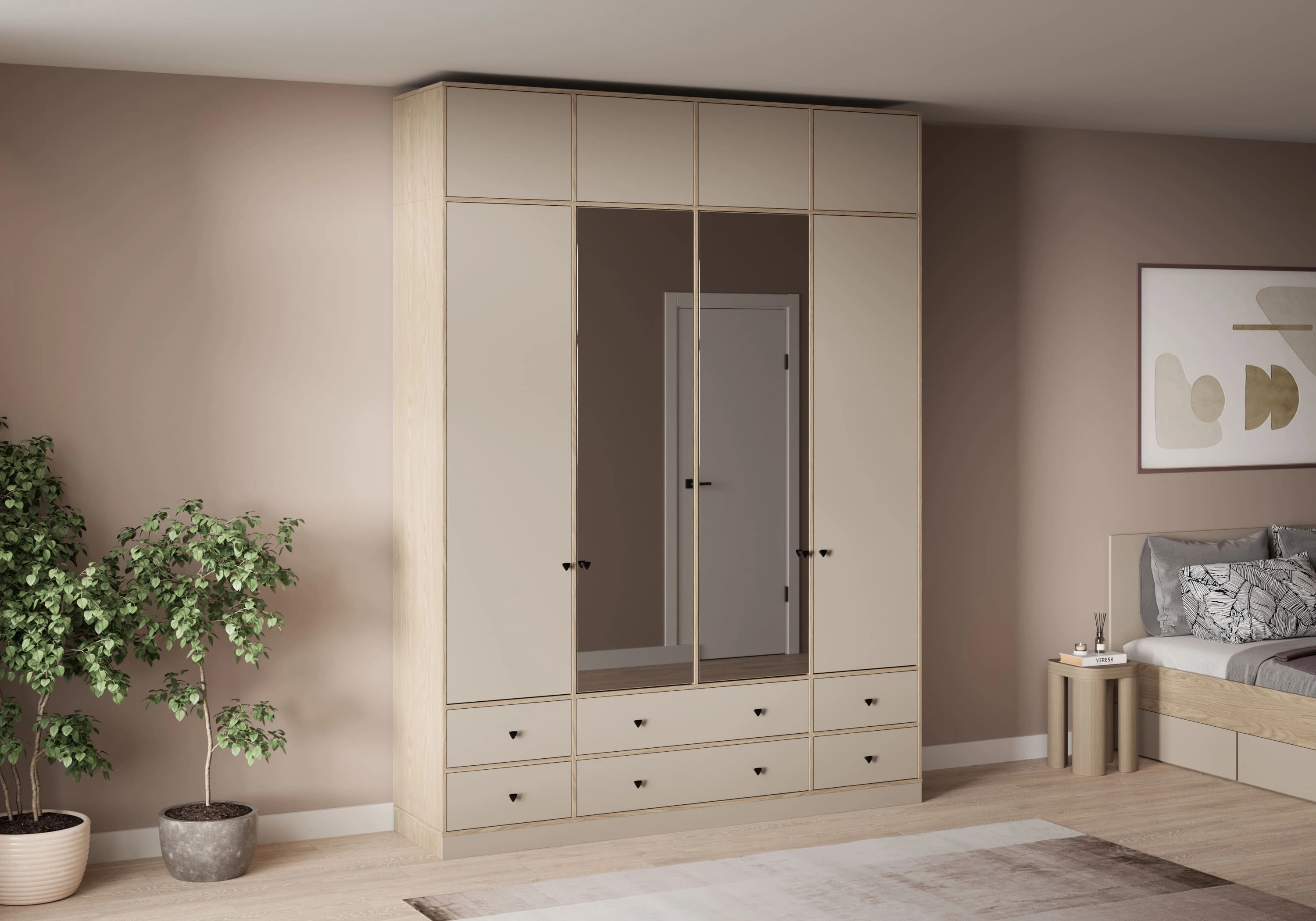 Шкаф с зеркалом Виггинс-4 с зеркалом и антресолью