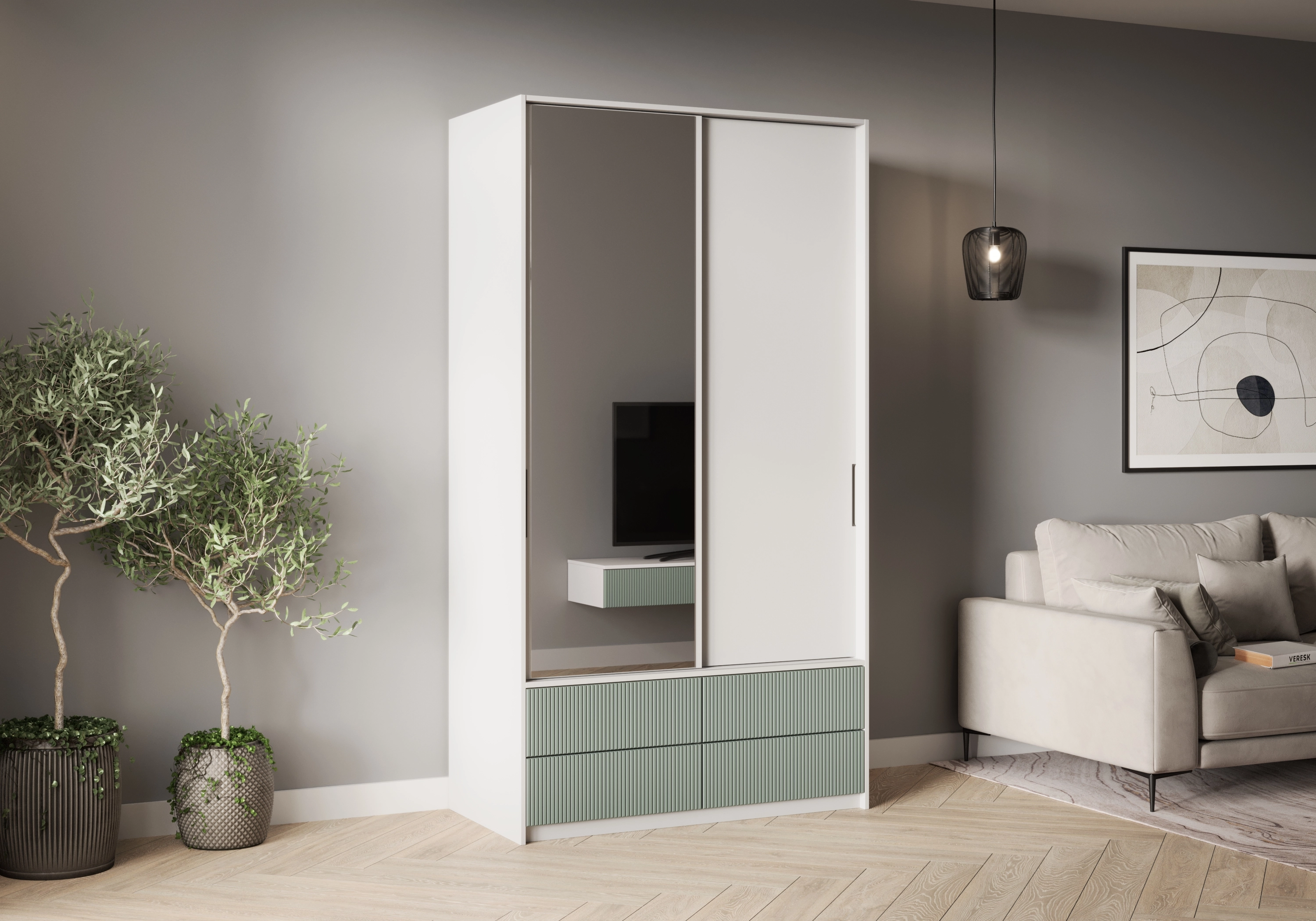 Двухдверный шкаф-купе Катания-2.1 с зеркалом