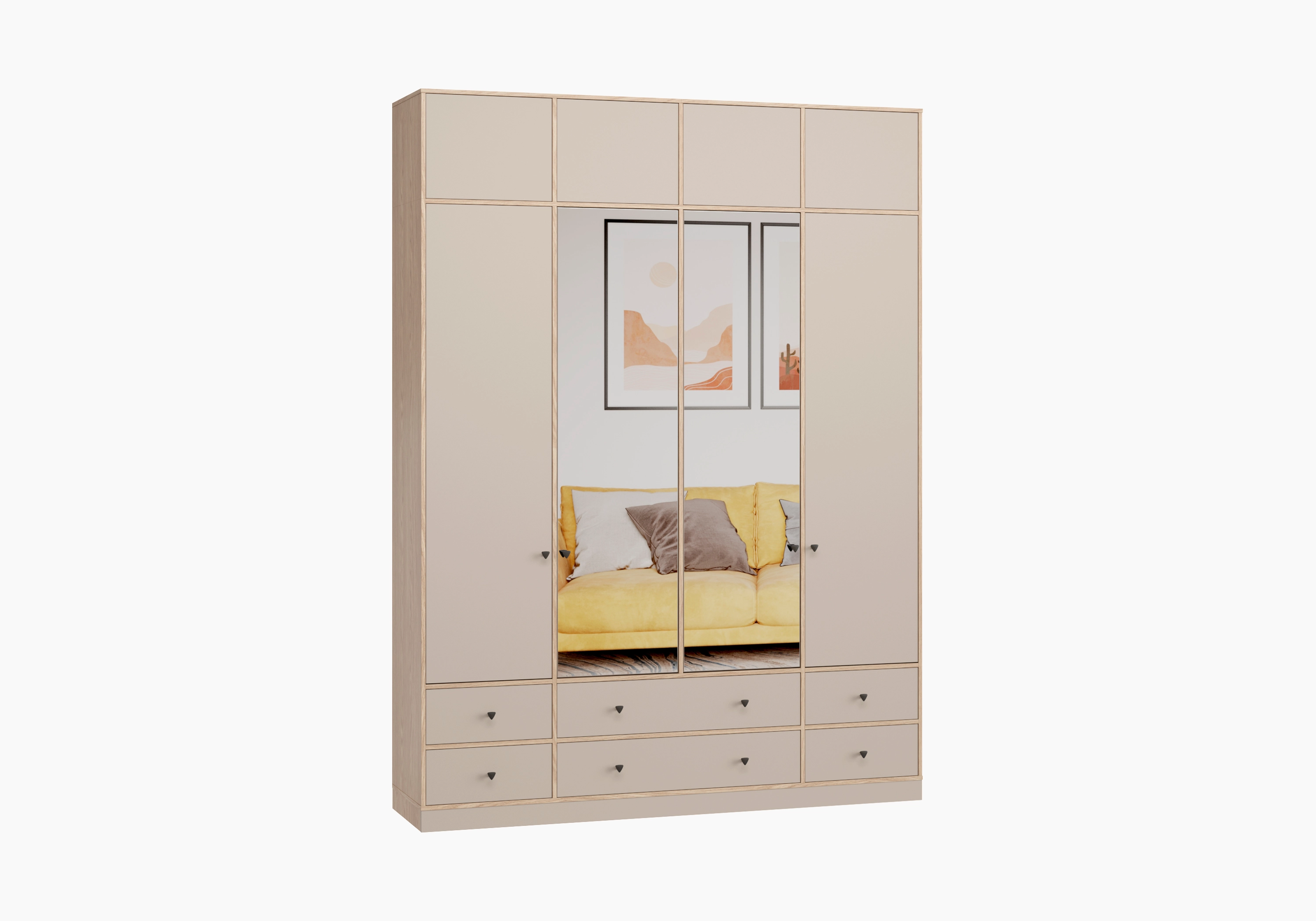 Шкаф с зеркалом Виггинс-4 с зеркалом и антресолью