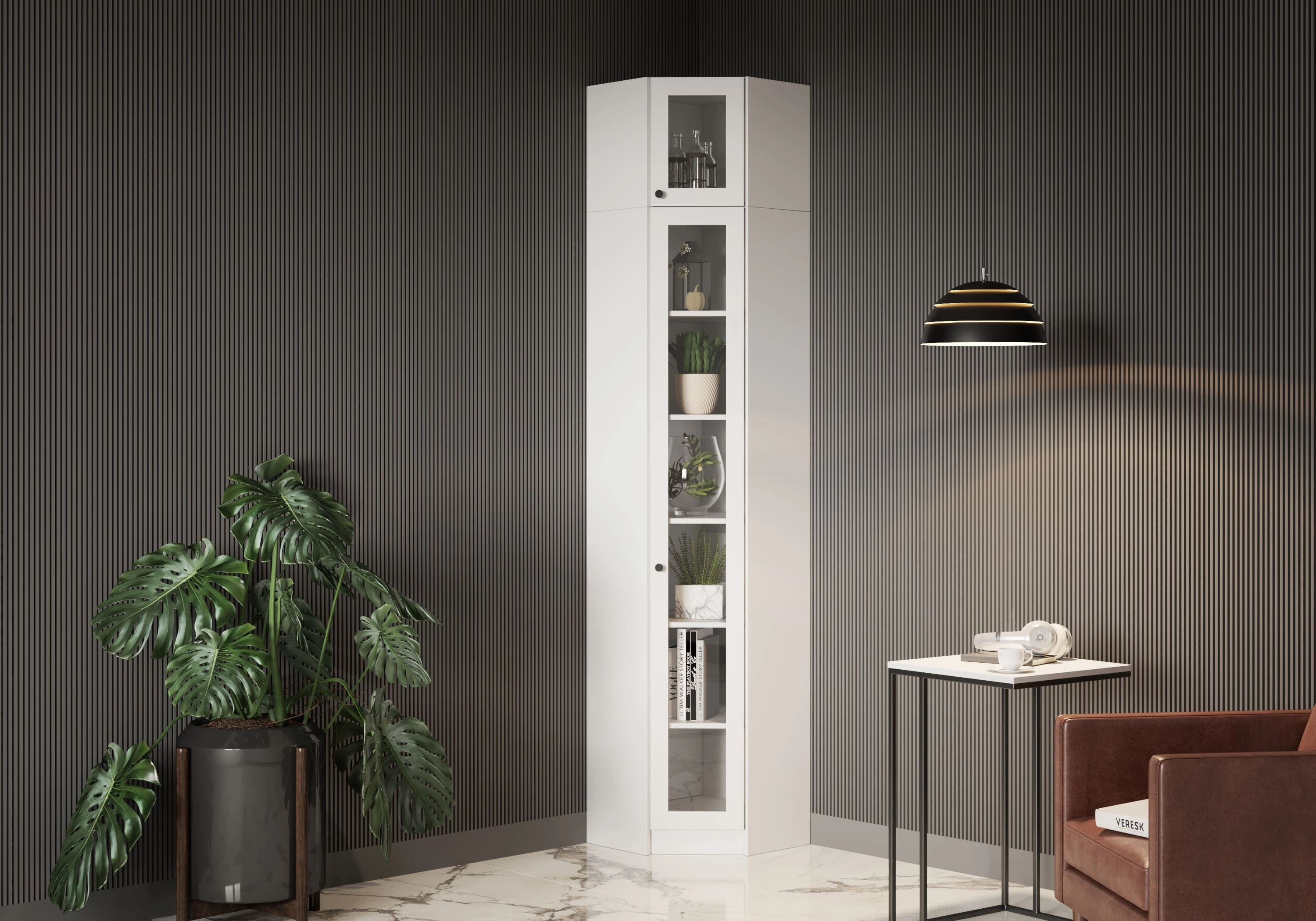 Книжный шкаф-витрина Лестер-9+А8 500 с антресолью - фото №1